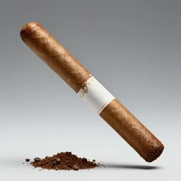 studio photograph of a cigarrete covered in coffee