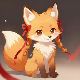 a cute anthropomorphic fox girl wearing red ribbons trending on artstation, top rated on pixiv and furaffinity, furry art