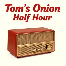 1950s poster advert for radio show Tom\'s Onion Half hour