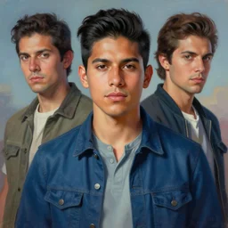 portrait of a handsome young chicano vato, art by manuel sanjulian and denys tsiperko and bogdan rezunenko, hyperrealism, fantasy art