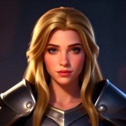 front facing symmetrical centered painted portrait, just one head, Elisha Cuthbert as a D&D Paladin, RPG character avatar, Blizzard concept art, pixar, dreamworks, global illumination lighting, trending on artstation, by lois van baarle, ilya kuvshinov, rossdraws