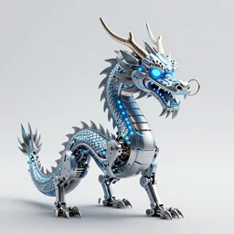 a cybertronic chinese dragon, leds, high detail, sharp, studio, digital art