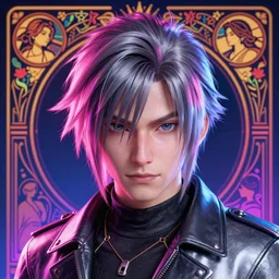 a head and shoulders portrait of Lightning Farron from Final Fantasy XIII, neon, retro, smooth, sharp focus, intricate, artstation, detailed concept art by Rutkowski and Mucha and sky sewa and Marc Simonetti