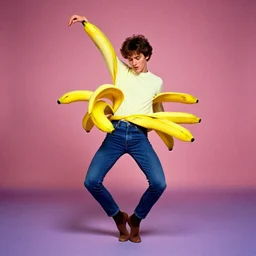 charlie day dancing with bananas, 8 0 ’ s portrait, vaporwave