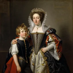 painting of a queen and her son, 1863