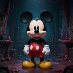 Mickey Mouse in creepy Backrooms, best on artstation, cgsociety, ,epic, stunning, gorgeous, masterpiece photograph