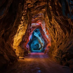 a professional photographic view picture of an alley in a cave, photographic filter unreal engine 5 realistic hyperdetailed 8 k ultradetail cinematic concept art volumetric lighting, very beautiful scenery, very realistic effect, hd, hdr, cinematic 4 k wallpaper, 8 k, sharp focus, octane render, ultra detailed, high resolution, artstation trending on artstation in the style of albert dros glowing rich colors powerful imagery