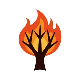 vector logo illustration of a burning bush. modern style