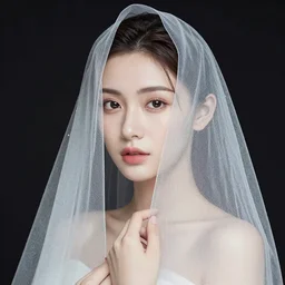 A beautiful woman with a veil covering her face