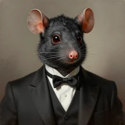 a man wearing a rat mask and formal suit, digital painting, highly detailed, by rutkovski, beksinski, durer