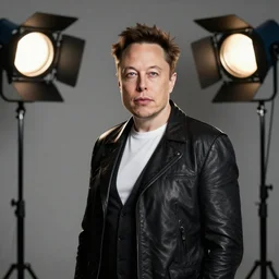 a studio photoshoot of a female elon musk, studio lighting, bokeh