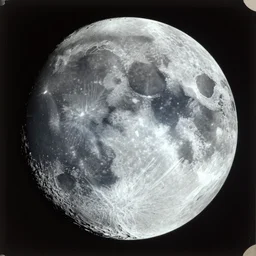 ! dream detailed masterpiece of a holo around the moon, cartoon face on it, old photo, detailed, sci - fi, technology, digital art