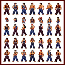akuma walk cycle sprites, single row, street fighter iii : third strike, professional pixel art, capcom official media