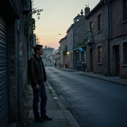 a quiet street at dawn in the style of Broken Sword: 2