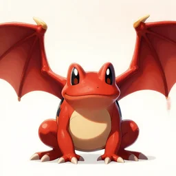 red frog with big dragon wings, digital art, 8 k, in the style of pokemon