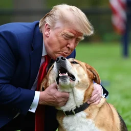 Detailed photo of Donald Trump getting bitten by a Dog in the park.