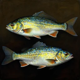 2 d fish in style of frazetta frank