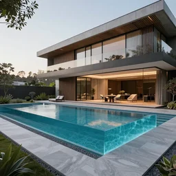 modern luxury house with an infinite-edge pool, photo realistic, octane render, Artstation, concept art, high quality, 8k, 4k