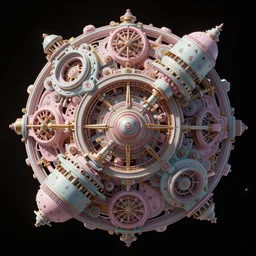 intricate machine in space, high contrast, art by mark cooper, 8 k, hyper detailed, hdr, intricate, masterpiece, pastel colors