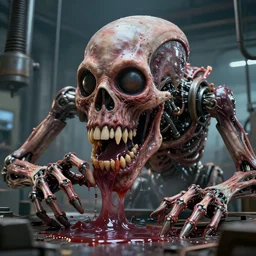 highly detailed anatomical biomechanical industrial factory made to chew objects, biomechanical machine made of teeth gums sinew muscle, disturbing biohorror saliva and ooze cinematic 3 d render unreal engine, volumetric lighting, by hr giger!!!