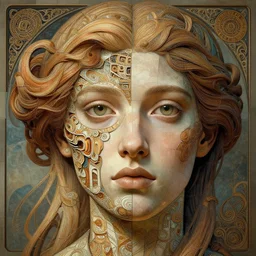 artificial intelligence face being built piece by piece, half of face looks exactly like human, fibonacci, insane, intricate, highly detailed, digital painting, artstation, concept art, smooth, sharp focus, illustration, unreal engine 5, 8 k, art by artgerm and greg rutkowski and alphonse mucha