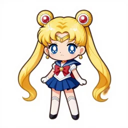 gothic sailor moon, chibi and kawaii, vector illustration, dye cut sticker
