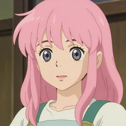 high definition anime portrait of a pink haired anime woman, by Studio Ghibli, trending on artstation, sharp high quality anime, digital art, photoshop, proportionate