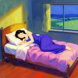 a woman sleeps in levitation above her bed vibrant by akihiko yoshida and edward hopper 1 2 3 4 5 6