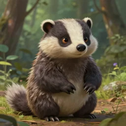 cute wizard badger, natural lighting, path traced, highly detailed, high quality, digital painting, by don bluth and ross tran and studio ghibli and alphonse mucha, artgerm
