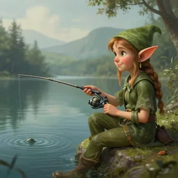 elegant elf fishing in lake, highly detailed, d & d, fantasy, highly detailed, digital painting, trending on artstation, concept art, sharp focus, illustration, global illumination, ray tracing, realistic shaded, art by artgerm and greg rutkowski and fuji choko and viktoria gavrilenko and hoang lap