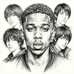 portrait of tyler the creator, pen and ink, intricate line drawings, by craig mullins, ruan jia, kentaro miura, greg rutkowski