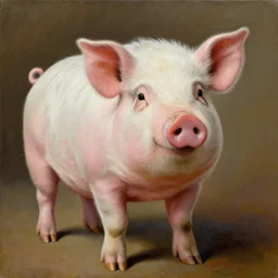 a beautiful painting lovely pig, by salvador dali and takashi murakami painting, realistic oil painting