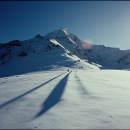 the first snow on a young earth, majestic landsacpe, long shadows, still frame from the voyage of time movie by terrence malick with cinematogrophy of christopher doyle with art direction of giger, arri alexa, ultra wide anamorphic lens flares, 8 k