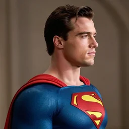 a profile shot of Arnold Shvarzenegger as Superman, DC Comics, 8k, hyperrealism, cinematic lighting