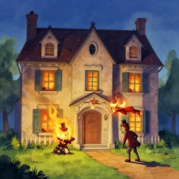 count olaf setting fire to the baudelaire home