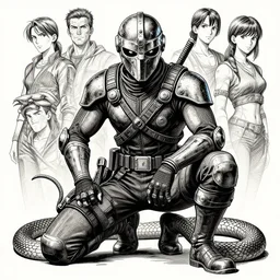 full body portrait, ninja warrior mask helmet metal gear solid, snake pose training suit swat commando, by moebius, intricated details in moebius style, hd artstation by jesper ejsing, by rhads, moebius and makoto shinkai and lois van baarle, ilya kuvshinov, ossdraws, that looks like it is from borderlands and by feng zhu and loish and moebius
