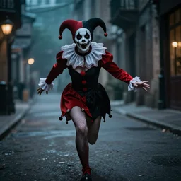 photo of scary female jester chasing you