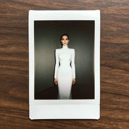 An instax still frame of Golconda by René Magritte from Prometheus movie and Alien movie featured in Vogue and Highsnobiety editorial fashion photography, haute couture dressed by Givenchy and Salvatore Ferragamo painted by Andrea Pozzo, in porcelain and metal and lush branch