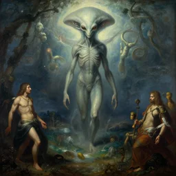 inconceivable otherworldly alien rising from a mental landscape, epic painting by donato giancola, craig mullens, bosch, jmw turner, dore, ilya repin. elder god lovecraft mythology