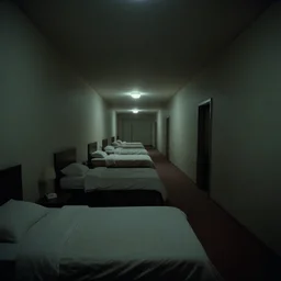 interior of a bedroom in 1 9 9 9 stretching into the horizon, depth, liminal space, atmospheric, the backrooms, scp