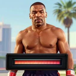 mike tyson in the gta v loading screen, masterpiece, 8 k, 4 k, art by stephen bliss