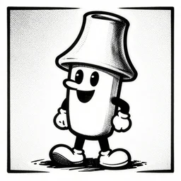 mid 2 0 0 0 s cover art with lamp mascot, linocut, tones of black, dot