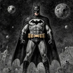 batman in the space drawn by zdzisław beksinski