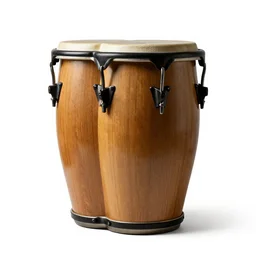 bongo drums, photorealistic, isolated on a pure white background, centered, entire object in frame, sharp focus, soft studio lighting