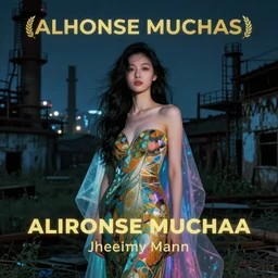 a beautiful young asian woman in abandoned industrial city at night, dark moody lighting, vibrant, by jeremy mann and alphonse mucha, dramatic lighting, ethereal, stunning, breathtaking, awe - inspiring award - winning, 8 k