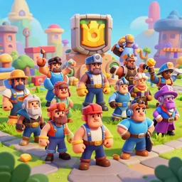 🏘 clash royal style characters, unreal engine 5, octane render, detailed, brawl stars, cinematografic, cinema 4 d, artstation trending, high definition, very detailed, blender