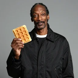 Snoop Dogg holding a Waffle for a 1990s sitcom tv show, Studio Photograph, portrait, C 12.0