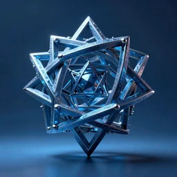 hyperrealistic highly detailed sacred geometry impossible object in motion dramatic blue lighting wide angle hd 8k sharp shallow depth of field