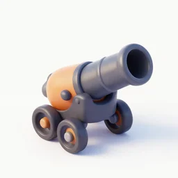 isometric chubby 3 d cannon, clean, cartoon, octane render, unreal engine, artstation