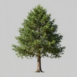 fir tree, game prop asset, single color background